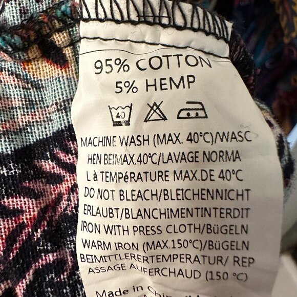 Coofandy | 3XL Colorful Multicolor Paisley Long Sleeve Top Cotton Hemp Roll Tab - Picture 9 of 9